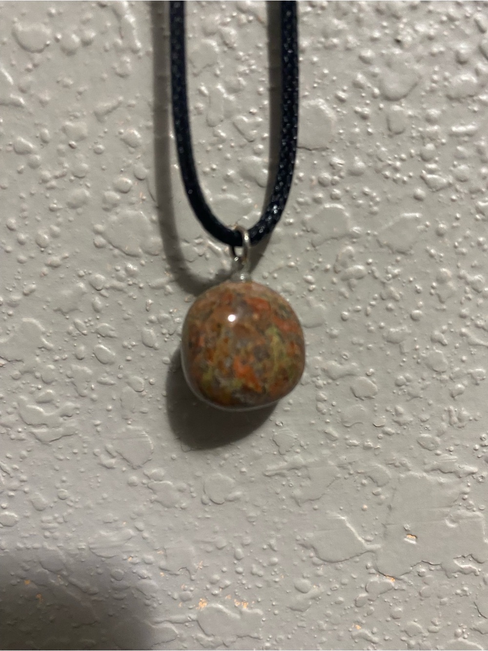 Handmade Orange and Green Natural Stone Pendant Necklace